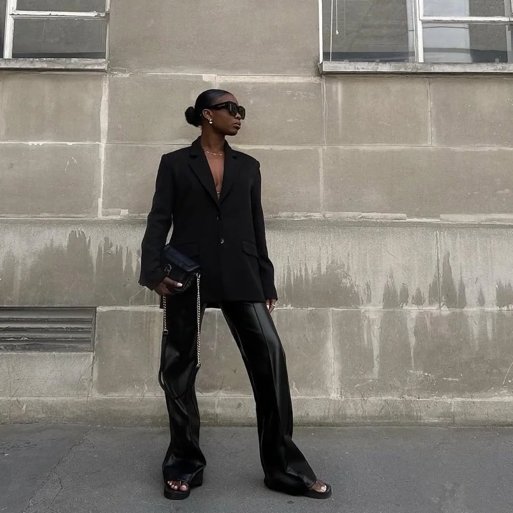 Because of Alice. Black Leather Jacket and Pants Set - Picture 6 of 9